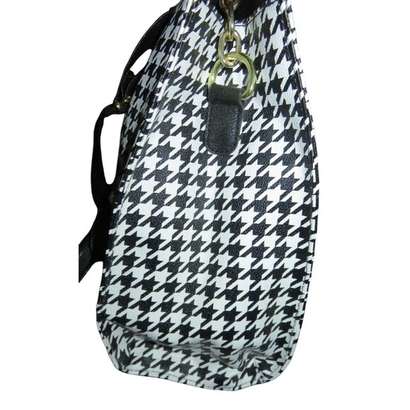 George Black & White Houndstooth Vegan Leather Tote Crossbody Handbag Brand NWT - Picture 5 of 12